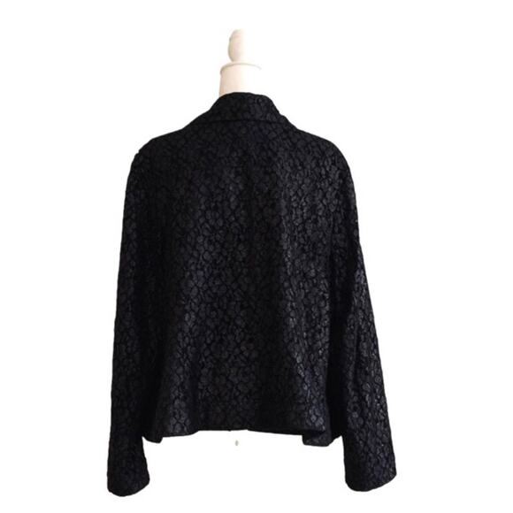 Lane Bryant Blazer Jacket Black Lace Overlay Asymmetrical Zip Coat Woman Size 26 - Picture 7 of 14